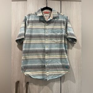 Tommy Bahama Men’s‎ Blue Striped Hawaiian Beach Shirt 100% Cotton Size Small